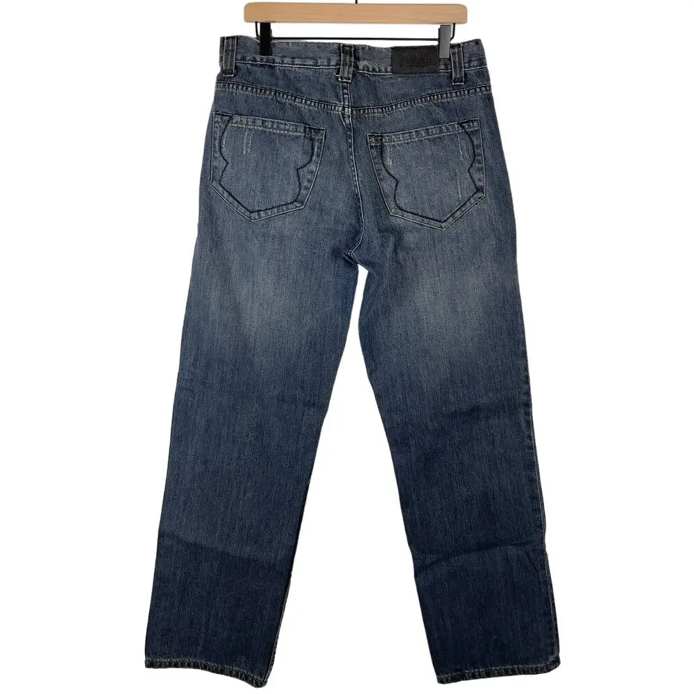 VTG Y2K Von‎ Dutch Originals Greaser Selvedge Blue Straight Jeans Mens 34 x 33